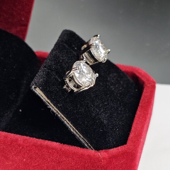 6CT Moissanite Stud Earrings (2x 3CT) Sterling Silver 925, Appraised - Picture 10 of 10